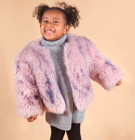 Morocco Faux Fur Coat Custom Dyed in Cotton Candy