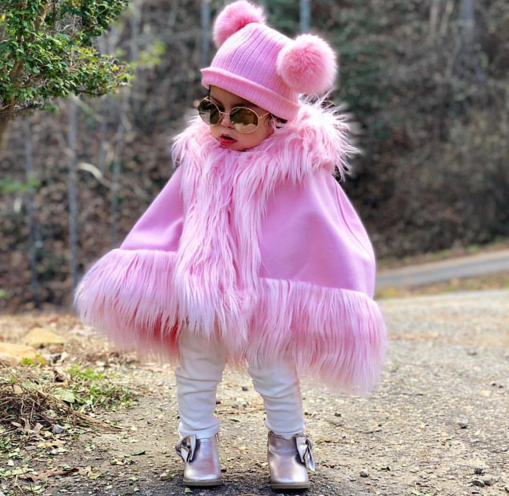 Fur sales hooded cape