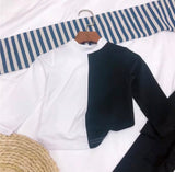 Bedstuy Crop Top in White /Black